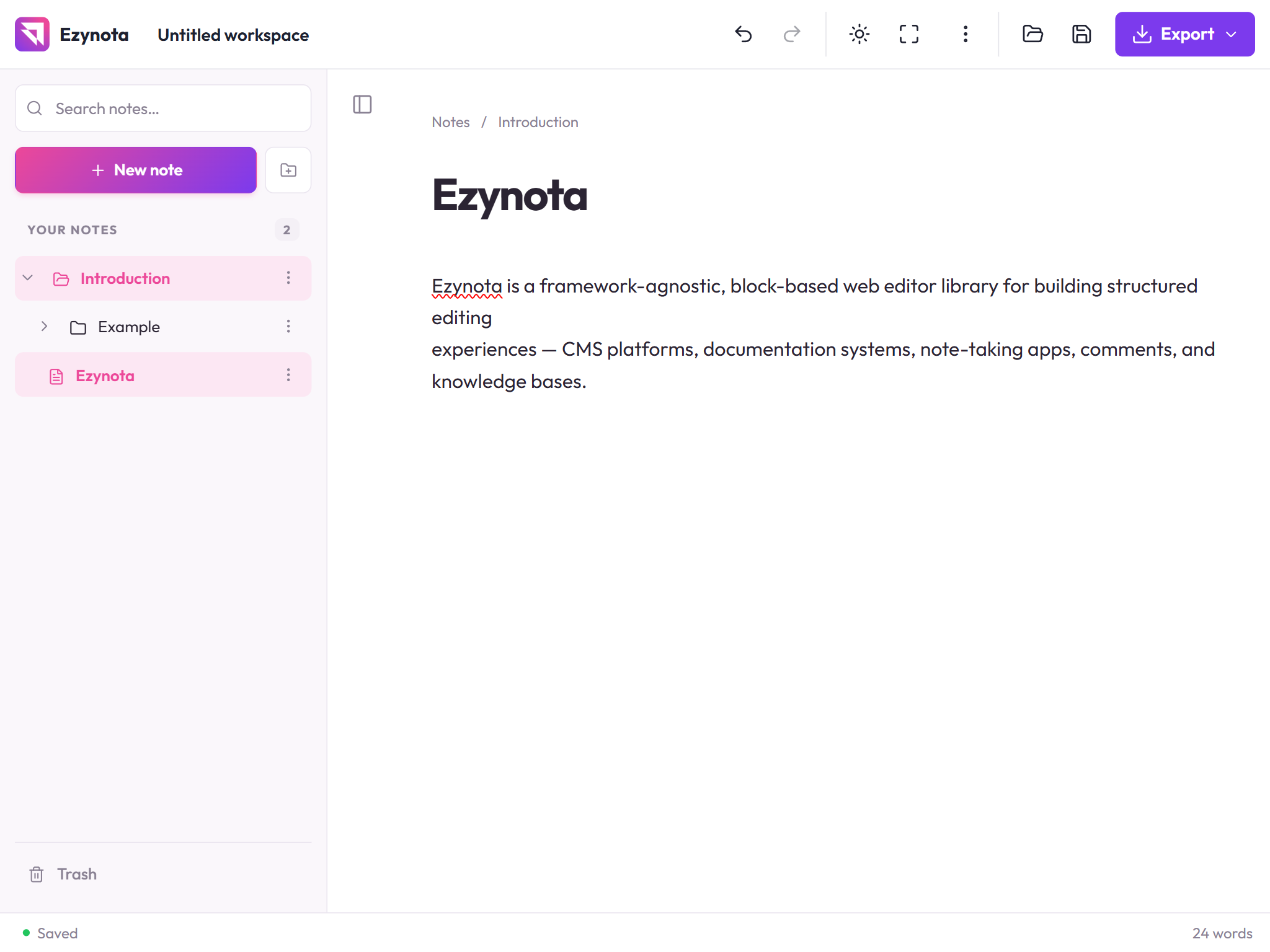 Introducing Ezynota: a free, block-style editor with portable JSON output